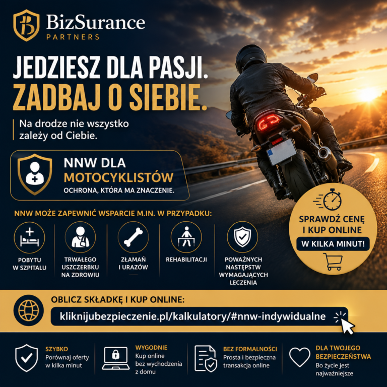 NNW dla motocyklistów, kierowców zawodowych i użytkowników hulajnóg – dlaczego to jedno z najważniejszych ubezpieczeń?